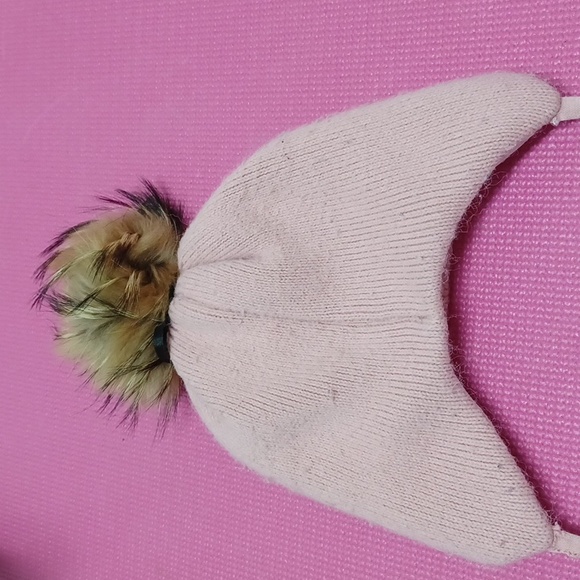 Wool raccoon pompom winter hat for girls size 6-10 years old - Picture 7 of 9
